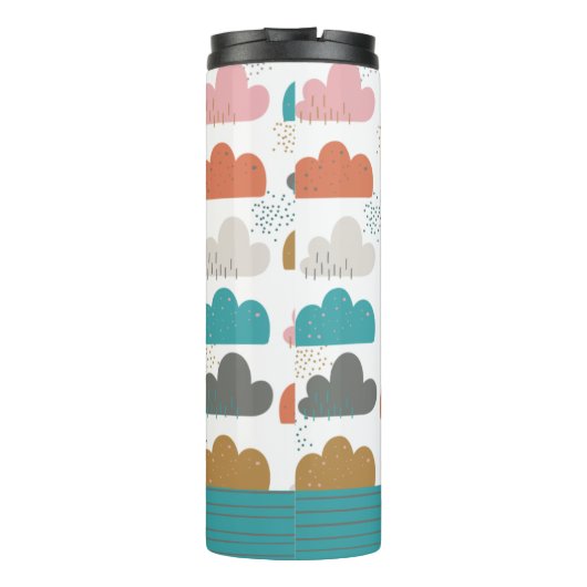 Niedliche Wolken Personalisiert Name Türkis Thermosbecher (Rückseite)