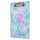 Niedliche Wolken Rosa und Blaue Monogramm Klemmbrett (Links)