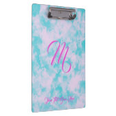Niedliche Wolken Rosa und Blaue Monogramm Klemmbrett (Rechts)