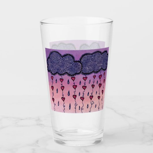 Niedliche Wolken und Herzkunst Glas (Vorderseite)