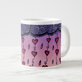 Niedliche Wolken und Herzkunst Jumbo-Tasse
