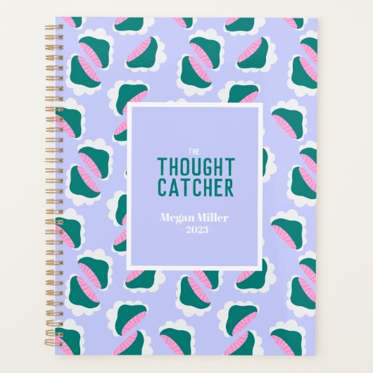 Niedliche Wolken und Pilze Baby Blue Personalize Planer (Vorderseite)