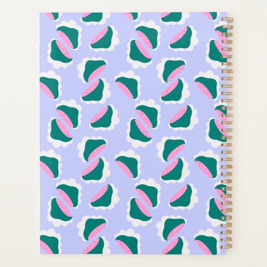 Niedliche Wolken und Pilze Baby Blue Personalize Planer (Rückseite)