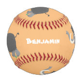 Niedliche Wollmammut-Cartoon-Abbildung Baseball (Rückseite)