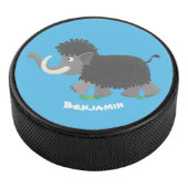 Niedliche Wollmammut-Cartoon-Abbildung Eishockey Puck (3/4)