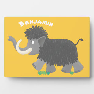 Niedliche Wollmammut-Cartoon-Abbildung Fotoplatte