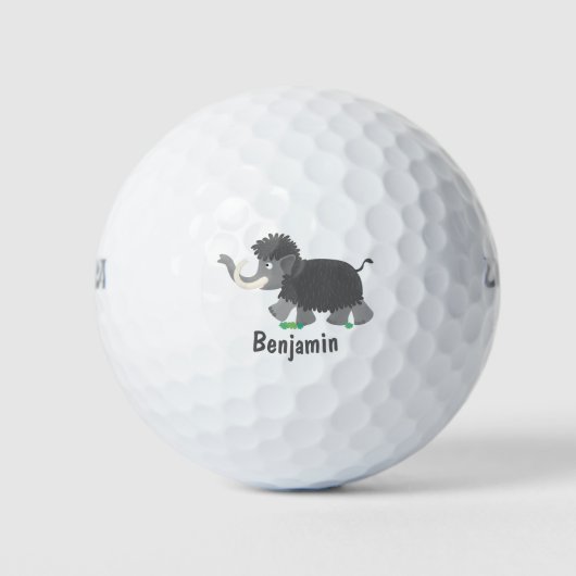 Niedliche Wollmammut-Cartoon-Abbildung Golfball (Vorderseite)