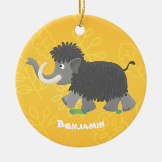 Niedliche Wollmammut-Cartoon-Abbildung Keramik Ornament (Vorne)