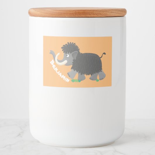 Niedliche Wollmammut-Cartoon-Abbildung Lebensmitteletikett (Vorderseite)