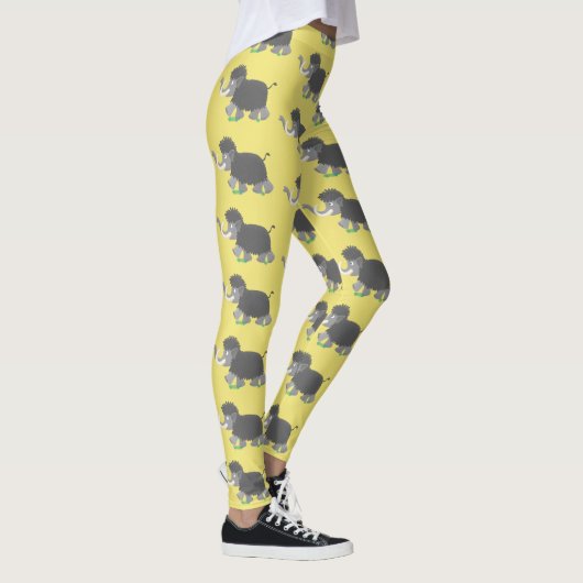 Niedliche Wollmammut-Cartoon-Abbildung Leggings (Rechts)