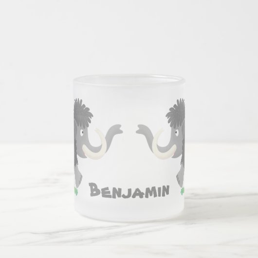 Niedliche Wollmammut-Cartoon-Abbildung Mattglastasse (Mittel)