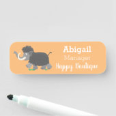 Niedliche Wollmammut-Cartoon-Abbildung Namensschild (Beispiel)