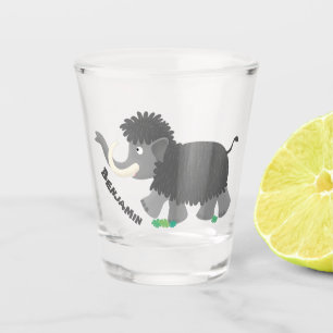 Niedliche Wollmammut-Cartoon-Abbildung Schnapsglas