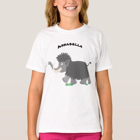 Niedliche Wollmammut-Cartoon-Abbildung T-Shirt (Vorderseite)