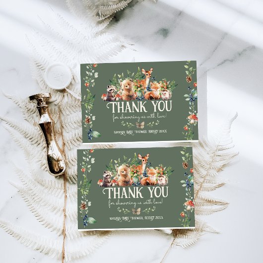 Niedliche Woodland Animal Adventure Neutral Baby S Dankeskarte