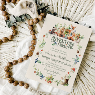 Niedliche Woodland Animal Adventure Neutral Baby S Einladung