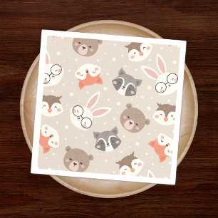 Niedliche Woodland Animal Kids Muster Geburtstagsp Serviette
