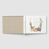 Niedliche Woodland Animal Leafy Wreath Baby Dusche Gästebuch (Voll)