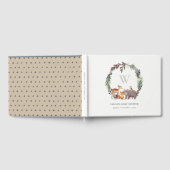 Niedliche Woodland Animal Leafy Wreath Baby Dusche Gästebuch (Voll)