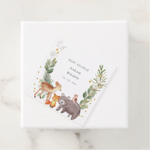 Niedliche Woodland Animal Leafy Wreath Baby Dusche Geschenkanhänger