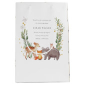 Niedliche Woodland Animal Leafy Wreath Baby Dusche Mittlere Geschenktüte (Vorderseite)