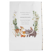 Niedliche Woodland Animal Leafy Wreath Baby Dusche Mittlere Geschenktüte (Rückseite)