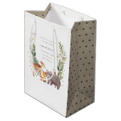 Niedliche Woodland Animal Leafy Wreath Baby Dusche Mittlere Geschenktüte (Rückseite Schrägansicht)