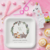 Niedliche Woodland Animal Leafy Wreath Baby Dusche Pappteller (Party)
