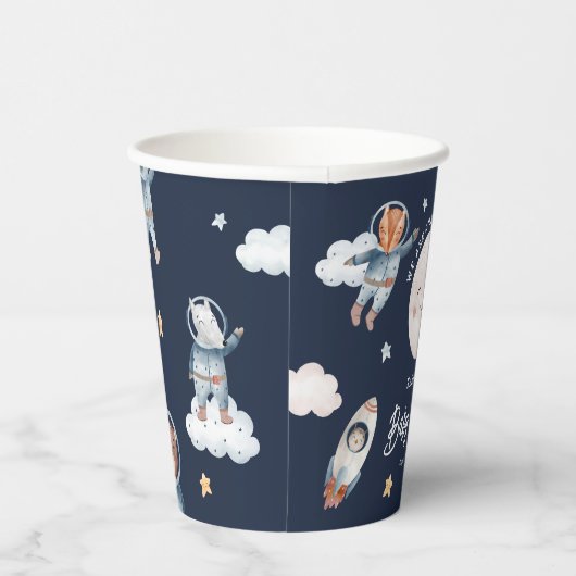 Niedliche Woodland Animal Space Babydusche Pappbecher (Rechts)