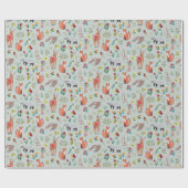 Niedliche Woodland Animals Blue Baby Dusche Geschenkpapier (Flach)