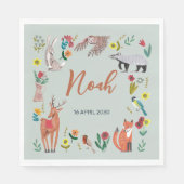 Niedliche Woodland Animals Blue Baby Dusche Serviette (Vorderseite)