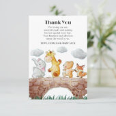 Niedliche Woodland Animals Kinderdusche Dankeskarte (Stehend Vorderseite)