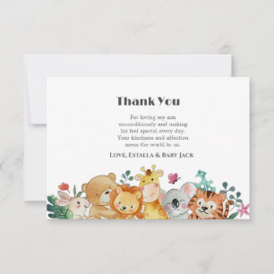 Niedliche Woodland Animals Kinderdusche Dankeskarte