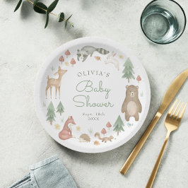 Niedliche Woodland Animals Kinderdusche Pappteller