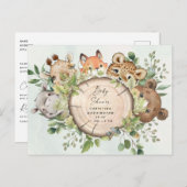 Niedliche Woodland Baby Animals Baby Dusche Einladungspostkarte (Vorne/Hinten)