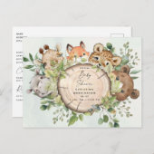 Niedliche Woodland Baby Animals Kinderdusche per P Einladungspostkarte (Vorne/Hinten)