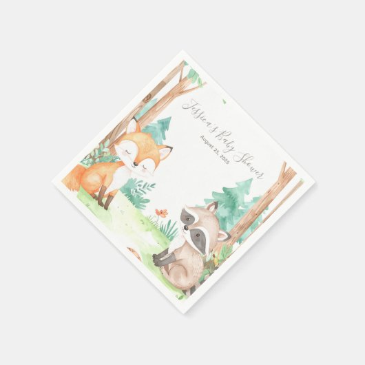 Niedliche Woodland Baby Dusche Thema Einladung Serviette (Ecke)