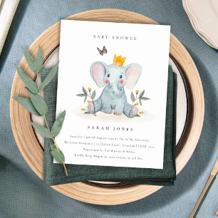 Niedliche Woodland Baby Elephant Foliage Baby Dusc Postkarte