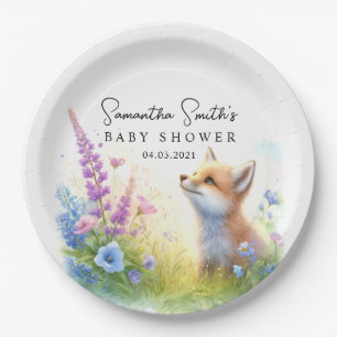 Niedliche Woodland Baby Fox Babydusche Papier Tell Pappteller
