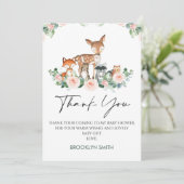 Niedliche Woodland Babydusche Danke Karte (Stehend Vorderseite)