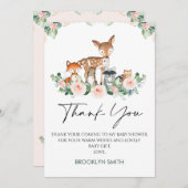 Niedliche Woodland Babydusche Danke Karte (Vorne/Hinten)