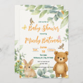 Niedliche Woodland-Babydusche Einladung (Vorne/Hinten)