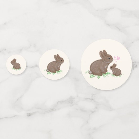 Niedliche Woodland Bunnies Herz Custom Baby Dusche Konfetti (Vorderseiten)