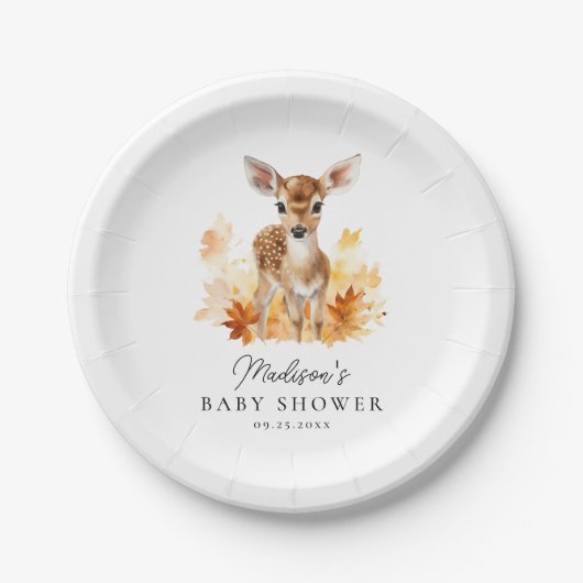 Niedliche Woodland Deer Fall Baby Dusche Pappteller (Vorderseite)