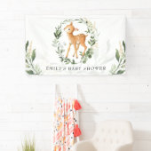 Niedliche Woodland Deer Greenery Gold Baby Dusche Banner (Insitu)