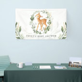Niedliche Woodland Deer Greenery Gold Baby Dusche Banner (Messeveranstaltung)