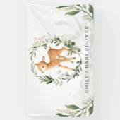 Niedliche Woodland Deer Greenery Gold Baby Dusche Banner (Vertikal)