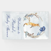 Niedliche Woodland Fox Aquarell Blütendusche Banner (Horizontal)