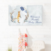 Niedliche Woodland Fox Aquarell Blütendusche Banner (Insitu)