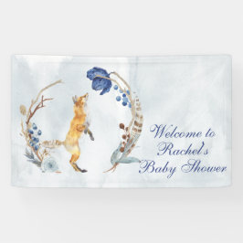 Niedliche Woodland Fox Aquarell Blütendusche Banner
